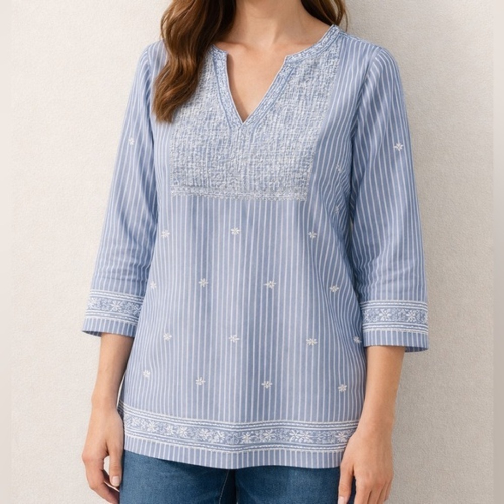 Gretchen Scott Designs The Brooks Tunic in Blue and White